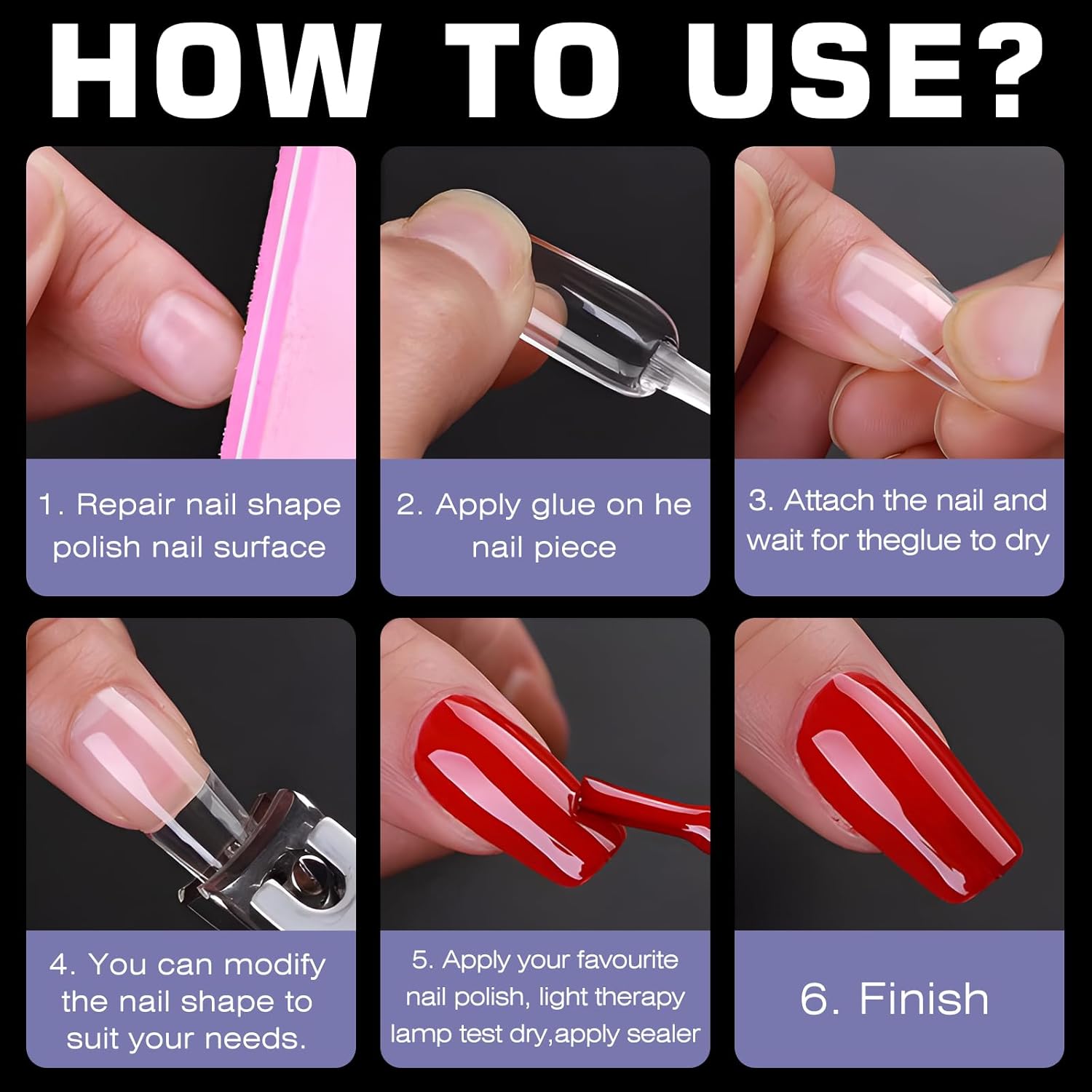 600pc Medium Square Nail Tips Fake Nails Press on Nails Clear Nail Tip Full Cover False Nails Artificial Fingernail, 12 Size Soft Gel Nail Tips Square for Acrylic Nail Gel Nail Extensions